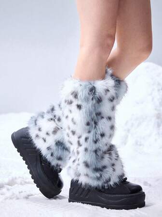 Grunge Punk 1 Paar Leoparden-Muster stilvolle und warme Beinwärmer für Frauen