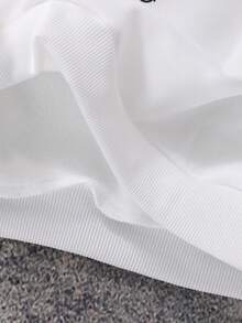 SHEIN 青少年男孩休闲街头时尚徽标印花白色连帽衫