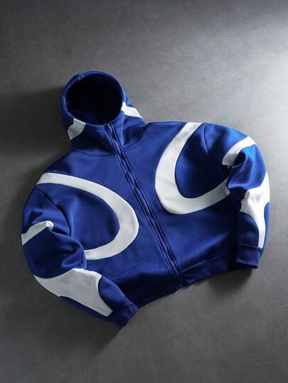 PAVTROS Men's Street Style Patchwork Zip-Up Hoodie,Streetwear,Friends,Matching,Baggy,For Men,Graphic,Japanese Style,Unisex,I Love My Girlfriend