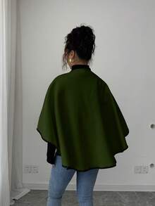 Rafferiza 新款秋冬披肩式羊毛斗篷，百搭优雅，女士必备 - 墨綠色 - 查看 2