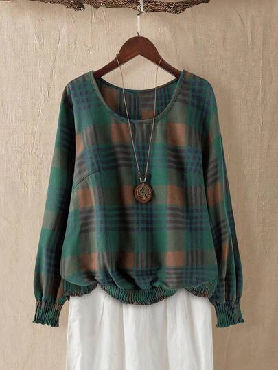 Linhara Plus Size Women V-Neck Long Sleeve T-Shirt, Comfortable For Commuting And Casual Outings