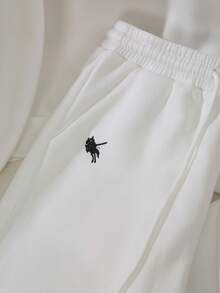 SHEIN Franclia 女式白色休闲图案两件套连帽衫套装 - 白色 - 查看 5