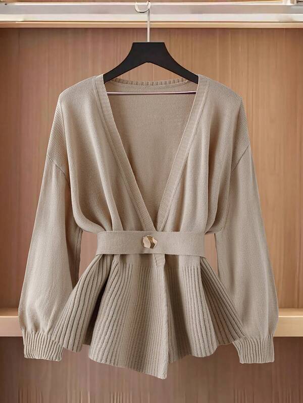 GlowEve CURVE Plus Size Solid Color Minimalist Casual Long Sleeve Cardigan