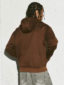 PAVTROS Áo khoác nam Manfinity Streetrush phong cách đường phố, dễ phối đồ với INS, áo hoodie nam casual thêu chữ, có khóa kéo, thích hợp cho mùa thu/đông, bộ đồ thể thao, áo hoodie kèm mũ, màu nâu, phong cách đường phố, quà tặng cho bạn trai, áo hoodie nam màu nâu có khóa kéo, áo sweatshirt màu nâu, áo khoác màu nâu. - Cà phê nâu - Xem 2