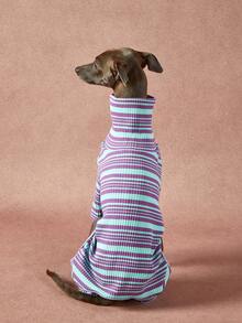 1件宠物秋冬时尚经典复古保暖弹力舒适狗狗高领连体衣 - 彩色 - 查看 4