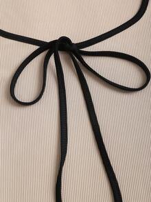 SHEIN PETITE 时尚蝴蝶结领修身长袖连体衣，休闲百搭，春秋季