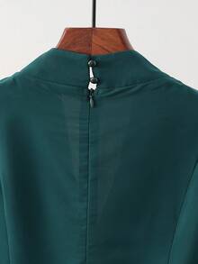 Franclia 大码V领长袖连体裤，时尚商务通勤风 - 綠色 - 查看 7