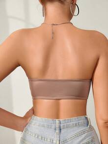 Women's Single Layered Front Closure Push-Up Bra Wireless, 1pc - Coffee Brown - View 2
