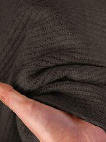 CosyJoli Plus Size Women's Solid Color Turndown Collar Long Sleeve Loose Casual Pullover Sweater, Lightweight Knit Ribbed Sweater, Fall/Winter Brown Sweater - Coffee Brown - View 6