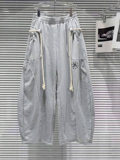 Street Life Pantalon de survêtement décontracté à taille élastique de couleur unie, style mode de rue pour hommes