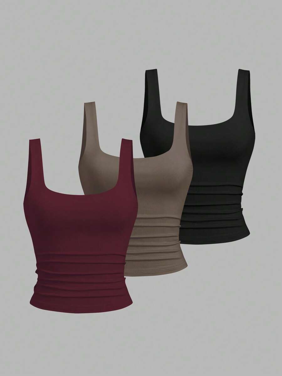 Sweetra Women's Casual Pleated Scoop Neck Tank Top, Summer - Multicolor - View 1