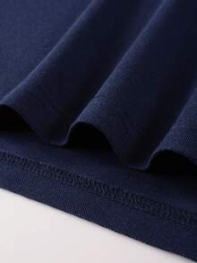 Manfinity Mode 男士休闲通勤印花短袖Polo衫 - 寶藍色 - 查看 4