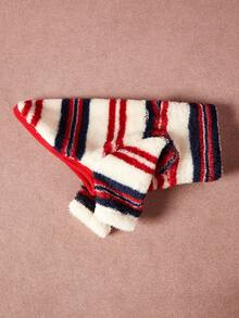 PETSIN Pawparrel 1pc Pet Autumn/Winter Double Sided Plush Elastic Comfortable Warm Fabric High Neck Fashion Retro Striped Dog Hoodie - Multicolor - View 5