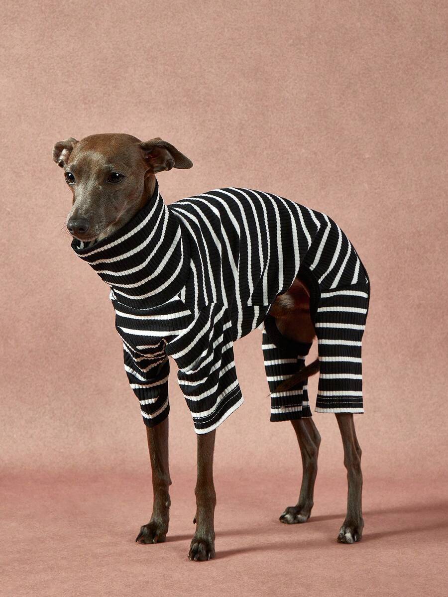 1pc Pet Autumn/Winter Fashion Classic Retro Warm And Elastic Comfortable Dog High Collar Jumpsuit - View 1