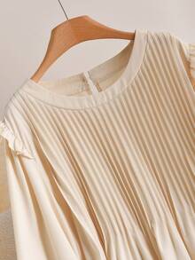 CosyJoli Áo len cổ tròn tay dài chấm bi màu lạc đà cỡ lớn cho nữ - Màu be - Xem 3