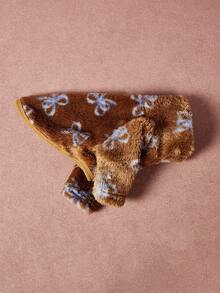 PETSIN Pawparrel 1pc Pet Universal Autumn And Winter Double-Sided Plush Elastic Comfortable Warm Fabric High Neck Fashionable Retro Brown Blue Bow Pattern Dog Sweatshirt - Multicolor - View 5