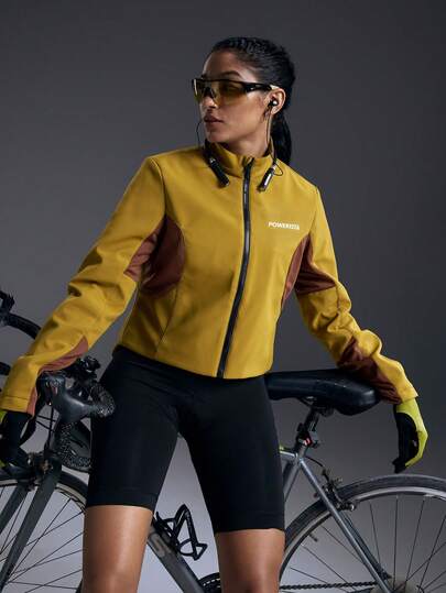 Powerista 女士撞色立领拉链保暖长袖骑行夹克，秋冬季
