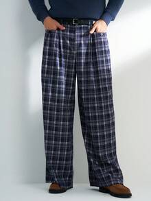 Airaco 男士格子印花口袋休闲宽松裤