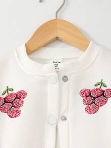 Elladie kids 年轻女孩葡萄印花长袖卫衣外套和百褶裙套装，可爱甜美风格