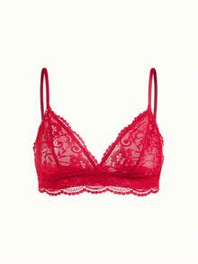 Bonmuse Bộ đồ lót ren hoa gợi cảm dành cho nữ - Đỏ - Xem 4