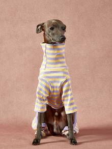 1pc Pet Autumn/Winter Fashion Classic Retro Warm And Elastic Comfortable Dog High Collar Jumpsuit