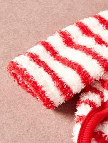 1件宠物秋冬双面毛绒弹力舒适保暖面料高领时尚复古红白条纹狗狗连帽衫 - 彩色 - 查看 9