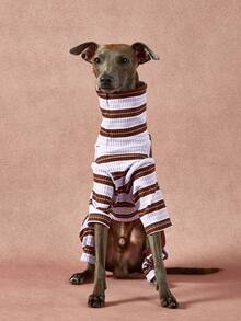 1件宠物秋冬时尚经典复古保暖弹力舒适狗狗高领连体衣 - 彩色 - 查看 6