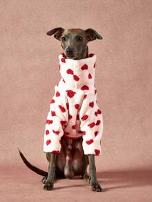 PETSIN Pawparrel 1pc Pet Universal Autumn/Winter Double Sided Plush Elastic Comfortable Warm Fabric High Collar Fashion Love Pattern Dog Sweatshirt - Multicolor - View 8