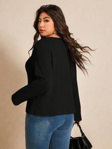 Elaquor Plus Size Women Casual Solid Color Ribbed Button T-Shirt/Winter Button Up Top