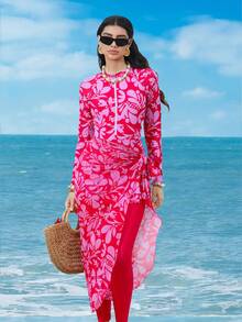 Swim Shayni 1pc Women Floral Random Print Zipper Modest One-Piece Swimsuit - Multicolor - View 6