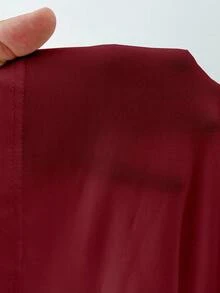 Elenzga 大码束腰休闲法式百搭T恤 - 酒紅色 - 查看 8