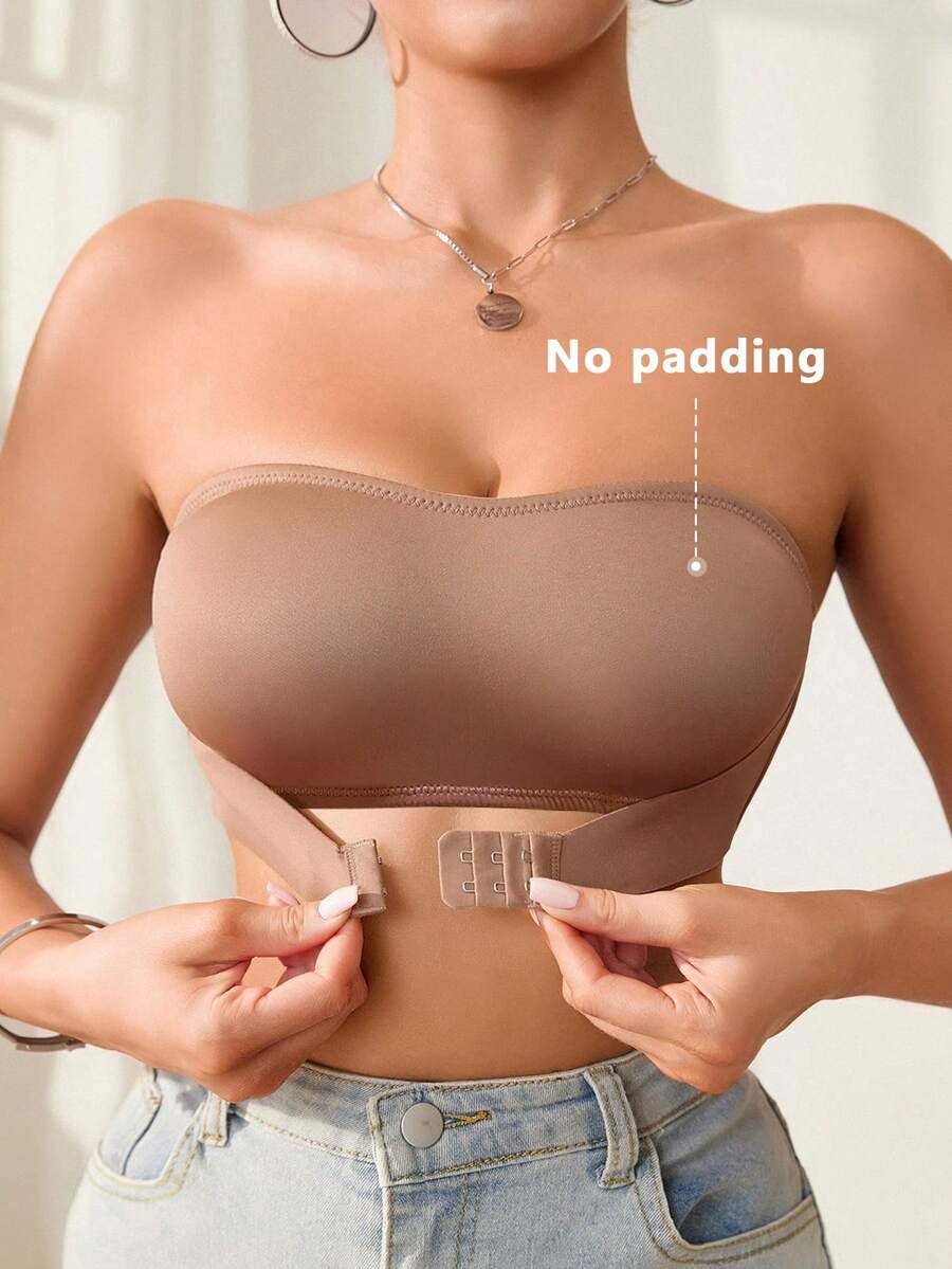 Women's Single Layered Front Closure Push-Up Bra Wireless, 1pc - Coffee Brown - View 1