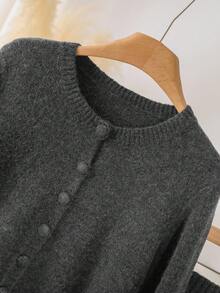 CosyJoli 大码女式黑色开衫毛衣和裙子两件套，休闲日常穿着，秋冬针织套装灰色针织套装两件套针织套装灰色两件套毛衣套装灰色两件套