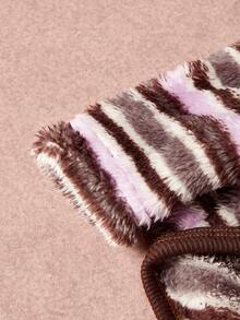 1pc Pet Universal Autumn And Winter Double-Sided Plush Elastic Comfortable Warm Fabric High Neck Fashionable Retro Brown Purple Stripe Pattern Dog Hoodie - Multicolor - View 9