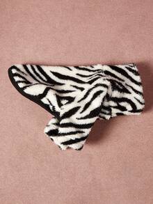 1pc Pet Universal Autumn/Winter Double Sided Plush Elastic Comfortable Warm Fabric High Neck Fashion Black And White Zebra Pattern Dog Hoodie