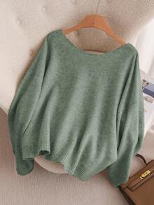 CosyJoli 女式加大码蝴蝶结后背针织毛衣，时尚舒适百搭套头衫，适合秋冬季