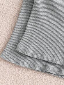 SHEIN 2pcs Pack Young Tween Girls' Casual Basics Solid Color Knitted Elastic Long Sleeve Undershirt Tops Multiple Pieces, Great For Casual & Daily Wear & School Daily In Autumn & Winter, Must-Have, Versatile,Mom And Daughter Matching. Girls Long Sleeve T-Shirts, Long Sleeve Tops For Girls, Turtle Neck 4y Girl, - Light Grey - View 6