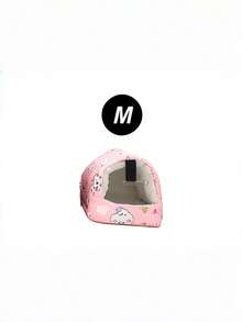 1件卡通印花毛绒全覆盖三角吊床睡袋，适用于鹦鹉、仓鼠、小型宠物鸟类，秋冬季适用 - 粉色兔子 - 查看 11