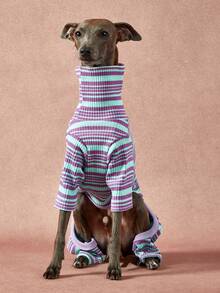 1件宠物秋冬时尚经典复古保暖弹力舒适狗狗高领连体衣 - 彩色 - 查看 5