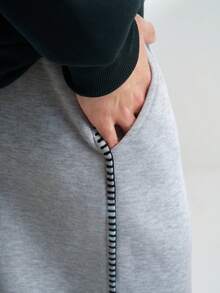 Airaco Pantalones de chándal casuales rectos y sueltos con cintura elástica y cordón para hombres de unicolor - Gris - Ver 3