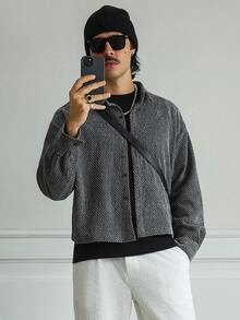 HUEFORM 男士休闲印花长袖衬衫 - 灰色 - 查看 4