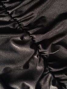 Maweii Robe longue élégante à manches longues, col rond, ajustée, de couleur unie, pour grandes tailles - Tabac - Voir 7