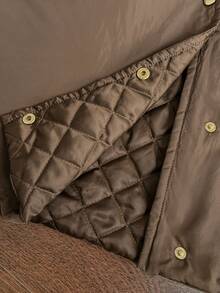 SHEIN Unity Áo khoác vest ngắn không tay cổ đứng đơn giản, phong cách Pháp cổ điển thanh lịch, dành cho người đi làm, mùa thu/đông - màu nâu - Xem 7