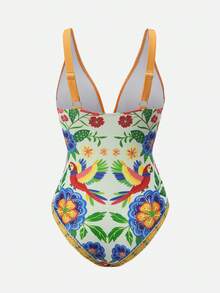 Swim Oasis 女士南法鹦鹉印花豪华度假连体泳衣配纱笼裙套装 - 彩色 - 查看 9