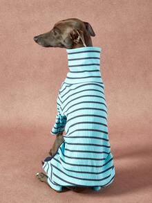 1件宠物秋冬时尚经典复古保暖弹力舒适狗狗高领连体衣 - 彩色 - 查看 6
