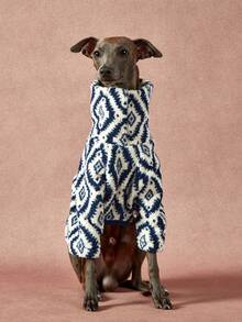 PETSIN Pawparrel 1pc Pet Universal Autumn And Winter Double-Sided Plush Elastic Comfortable Warm Fabric High Neck Fashionable Retro Geometric Pattern Dog Sweatshirt - Multicolor - View 7