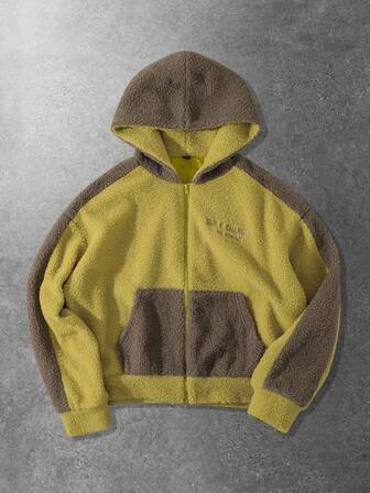 Herren flauschige Kapuzenjacke, locker geschnitten, für Herbst/Winter