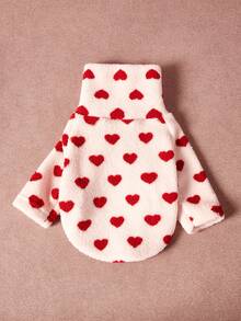 PETSIN Pawparrel 1pc Pet Universal Autumn/Winter Double Sided Plush Elastic Comfortable Warm Fabric High Collar Fashion Love Pattern Dog Sweatshirt - Multicolor - View 9