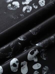 ROMWE MEN Pantalones de chándal holgados con estampado de leopardo y estrellas para hombre - Negro - Ver 3