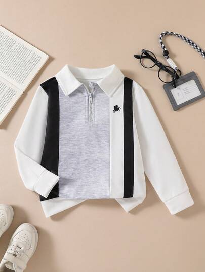 Young Boys' Colorblock Print Zip-Up Long Sleeve Sweatshirt